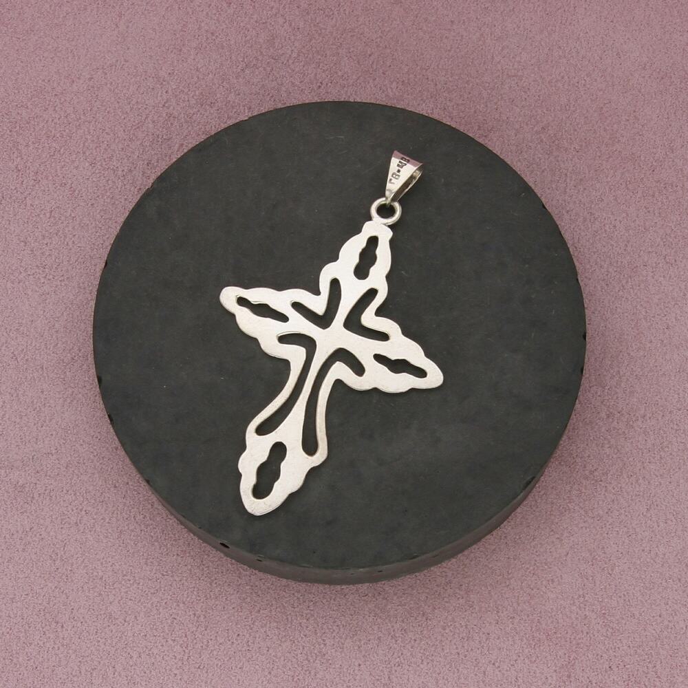 taxco mexico sterling silver vintage large cross pendant